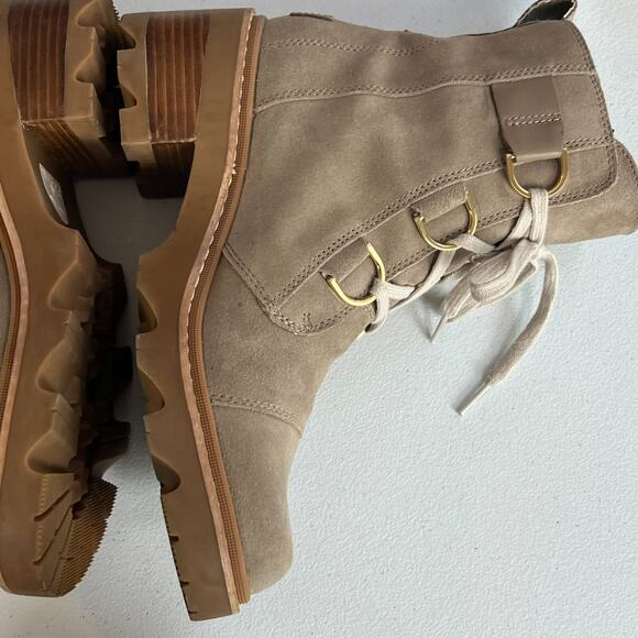 Sorel Joan Boots Women's Size 10 Tan Leather Suede Combat Waterproof Now Lace - Picture 10 of 14